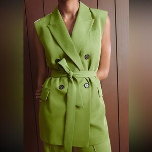 Zara Green Belted Vest NWT